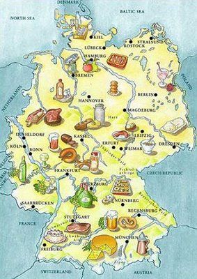 Germany Food Map Map Of Germany, Germany Food, Food Map, German Heritage, Germany Map, Voyage Europe, Learn German, German Food, Illustrated Map