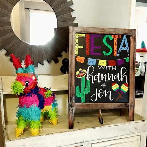 Fiesta Chalkboard Sign, Couples Birthday Party Ideas, Fiesta Wedding Shower Ideas, Bridal Shower Themes Ideas, Fiesta Engagement Party, Fiesta Wedding Shower, Bridal Shower Themes, Mexican Bridal Showers, Fiesta Shower