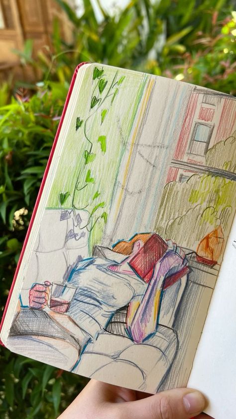 Color Drawings Pencil, Art Book Sketches, Painting Ideas Color Pencil, Color Pencil Art Simple, Painting Ideas With Pencil Colors, Sketching With Colored Pencils, Sketchbook Ideas Color Pencil, Cool Art Ideas Draw Sketches, Color Pencils Draw