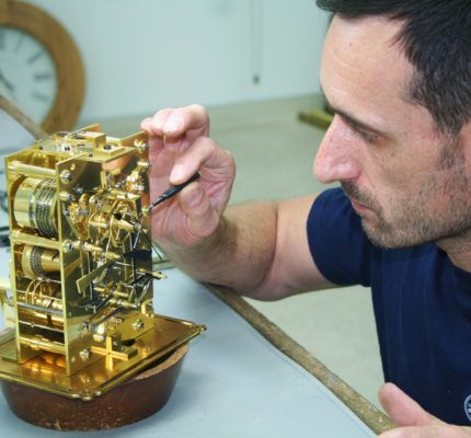 We overhaul, repair and restore almost every type of antique clock and barometer, and our antique clock repairs are all covered by a 12 month guarantee. An overhaul consists of complete dismantling, followed by filing and burnishing pivots, re-bushing pivot holes, filing and polishing pallet faces and levers if necessary, cleaning, followed by re-assembly, lubricating, bench testing and regulating. Before any work your clock will be carefully and thoroughly inspected so that we can supply an est Antique Clock Repair, Steam Engine Model, Outdoor Clock, Mechanical Clock, Clock Repair, Clock Parts, Old Clocks, Antique Clock, Modern Clock