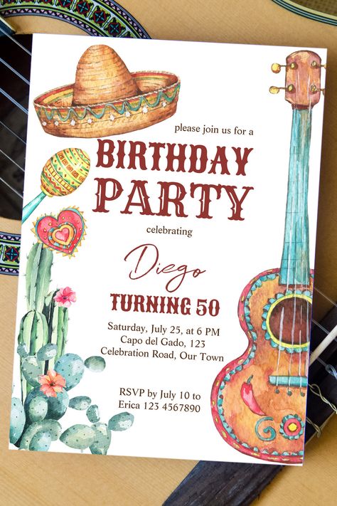 Mexican fiesta birthday party invitation template, available as a gigital download, also as high quality prints on variety of papers Mexican Theme Party Invitations, Mexican Theme Invitations, Mexican Fiesta Party Invitations, Mexican Birthday Party Invitations, Fiesta Party Invitations, Mexico Invitation, Mexican Birthday Invitations, Mexican Theme Birthday Invitations, Mexican Fiesta Invitations