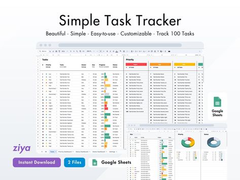 Simple Task Tracker for Google Sheets, Tracker Spreadsheet, To Do List, Task Planner, Project Management, Kanban Board, Task Manager App Social Media, Task Planner, App Social, Task Tracker, Task Manager, Process Management, Business Process Management, Kanban Board, Ms Excel