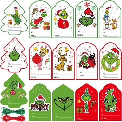 Christmas Tag Templates, Christmas Gift Tags Template, Xmas Gift Tags, Santa Gift Tags, Xmas Tags, Grinch Party, Grinch Christmas Decorations, Christmas Gift Packaging, Christmas Gift Tags Printable