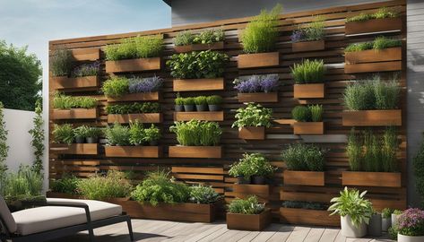 Optimize Your Space with a Vertical Herb Garden Outdoor. - Vertical Live Garden Vertical Plant Wall Outdoor, Herb Garden Outdoor, Vertical Herb Gardens, Herbs Wall, Herb Garden Wall, Outdoor Herb Garden, Flip Ideas, Herb Wall, Lattice Trellis