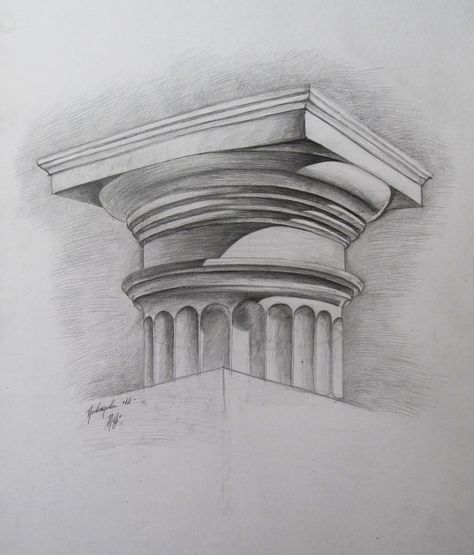 Doric Column Drawing, Column Drawing, Value Drawing, Castle Project, Doric Column, Deer Decor, Architecture Concept Drawings, 3d Projects, Concept Architecture