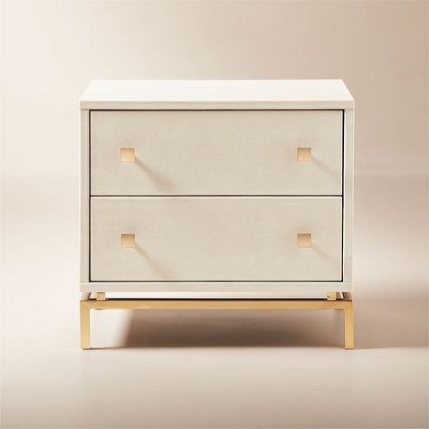 Modern Nightstands & Bedside Tables | CB2 Sage Nightstand Bedroom, Cream Nightstand, Luxury Nightstand, Shagreen Nightstand, Girl Nightstand, School Bedroom, Frame Silhouette, Condo Renovation, Low Dresser