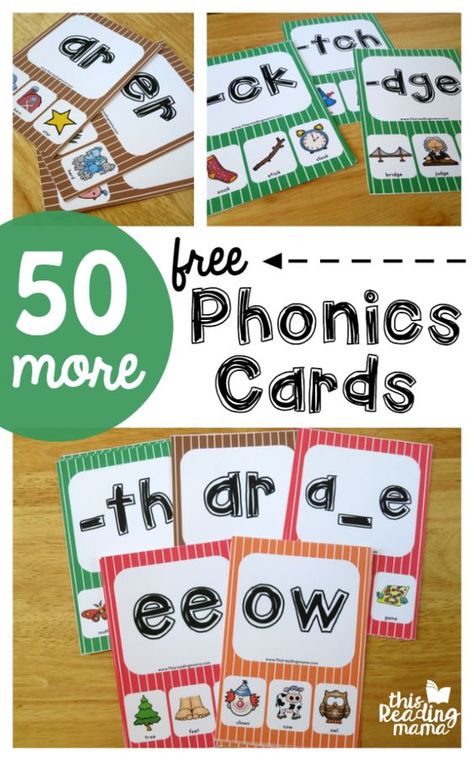 FREE Phonics Cards are a great tool for helping kids recognize patterns in words for reading and spelling (homeschool, kindergarten, 1st grade, 2nd grade) Free Phonics Activities, Phonics Cards, Phonics Free, Blends And Digraphs, Phonics Sounds, Jolly Phonics, Phonics Words, Phonics Kindergarten, 2nd Grade Reading