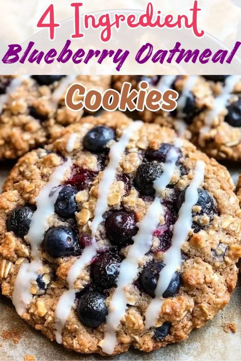 Breakfast Cookies Blueberry, 4 Ingredient Blueberry Oatmeal Cookies, Blueberry Oatmeal Dessert, Blueberry Oatmeal Bake Easy, Flourless Blueberry Breakfast Cookies, Blueberry Breakfast Cookies Healthy, Banana Blueberry Oatmeal Cookies, Banana Blueberry Oatmeal Breakfast Cookies, Oatmeal Blueberry Cookies