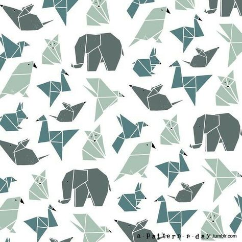 Origami animals Origami Birds, Origami Rose, Origami Patterns, Animals Pattern, Origami Animals, Pattern Illustration, Animal Pattern, Graphic Patterns, Textile Patterns