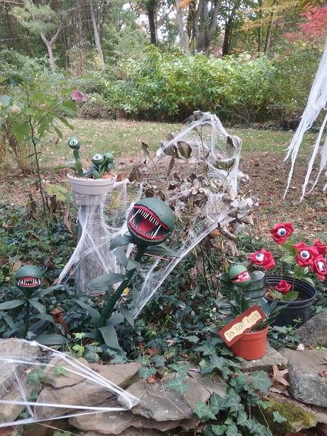 2018 - haunted garden. Haunted Greenhouse Halloween, Backyard Haunted Trail Ideas, Haunted Garden Ideas, Spooky Garden Ideas, Spooky Garden Halloween, Backyard Haunted House Diy, Haunted Garden Halloween, Halloween Greenhouse, Haunted Greenhouse