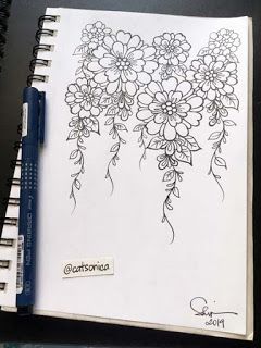 Peacock Sketch, Henna Flowers, Great Doodle, Ink Flowers, Doodle Flowers, Botanical Line Drawing, Ink Doodles, Beautiful Flower Drawings, Flower Drawings