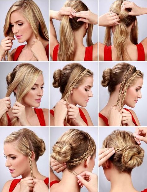 Haircut Styles For Women, Short Haircut Styles, Hair Bun Tutorial, Braided Bun Hairstyles, Double Braid, Penteado Cabelo Curto, Trending Hairstyles, Hair Updo, Gorgeous Hair