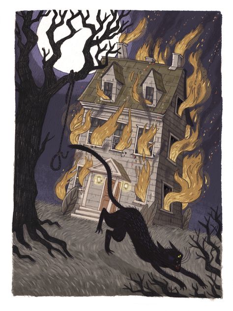 The Black Cat Edgar Allan Poe, Edgar Allan Poe Art, E A Poe, Black Cat Comics, Black Cat Illustration, Gothic Novel, Edgar Allen Poe, The Black Cat, Black Cat Art