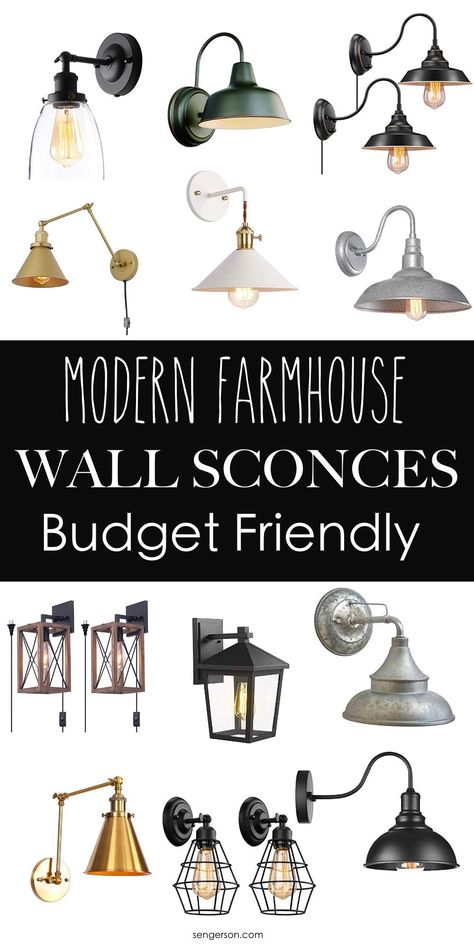 Modern Farmhouse Wall Sconces, Farmhouse Bathroom Sconces, Wall Scones Decor Ideas, Farmhouse Sconces, Farmhouse Wall Lighting, Farmhouse Wall Sconces, Farmhouse Style Lighting, Wall Sconces Living Room, Affordable Lighting