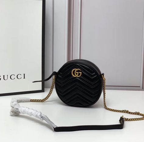 Gucci GG Marmont Mini Round Shoulder Bag GU550154-black Black Sling Bag Women, Black Sling Bag, Sling Bag Women, Round Shoulder Bag, Gucci Gg Marmont Mini, Gg Marmont Mini, Trendy Bags, Bags For Sale, Vintage Effect