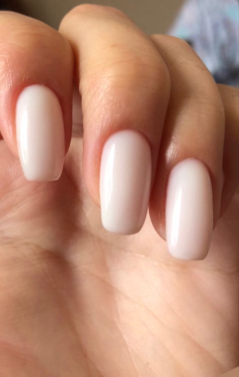 Nails Milk White Gel Nails, Milky White Squoval Nails, Squoval Milky Nails, Nails Blanc Lait, Milk Nails Gel, Whitish Nails, Milky Cream Nails, Milk Colour Nails, Milk Colored Nails