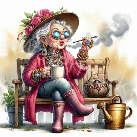 Old Lady Cartoon, Funny Autumn, Lady Cartoon, The Golden Years, Creative Pictures, Cute Cartoon Pictures, Cartoon Pictures, Golden Years, Old Lady