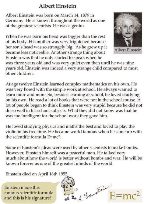 Albert Einstein Biography, Grade 4 Reading, Biography Graphic Organizer, Autobiography Writing, Reading Comprehension Texts, English Stories For Kids, Kalay, English Short Stories, Reading Comprehension Lessons