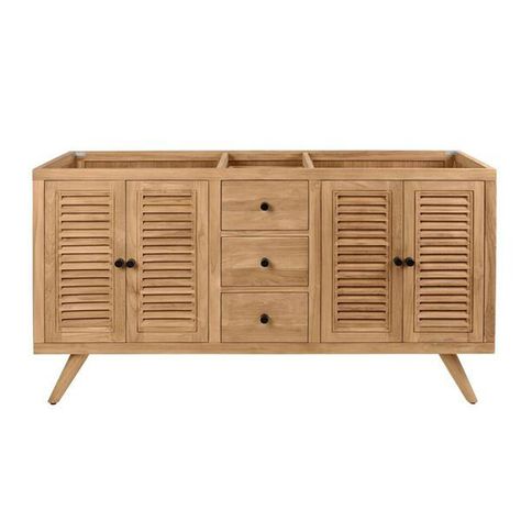 Avanity Harper 60 Inch Vanity Only In Natural Teak Harper V60 Nt | Bellacor Wood Master Bath, European Farmhouse Bathroom, Master Bath 2023, Modern Double Vanity, Country Vanity, Jean Inspiration, Tiny Bathroom Makeover, Teak Bathroom Vanity, Primary Bathroom Remodel