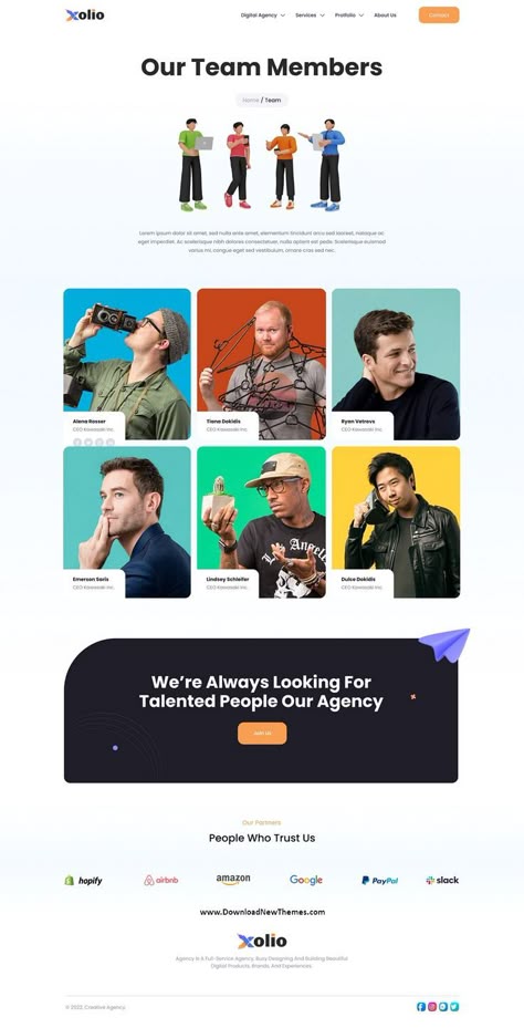 Xolio - Creative Agency Figma Template Contact Us Page Design, Personal Website Design, About Us Page Design, Figma Website, Website Planning, Website Design Inspiration Layout, Figma Template, Team Page, Modern Web Design