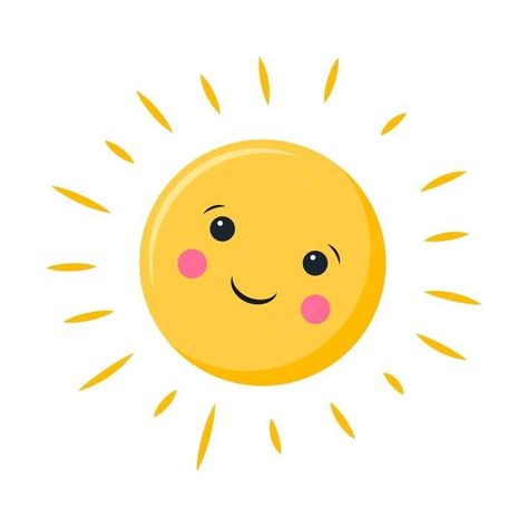 Sun With A Face, Simple Vector Illustration, Zumba Kids, Sun Drawing, Cartoon Sun, Smiling Sun, Sun Illustration, Cute Sun, Childrens Books Illustrations