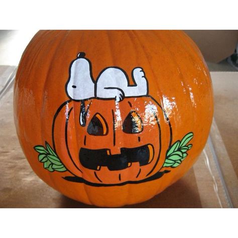 The Great Pumpkin Cute Painted Pumpkin Ideas, Snoopy Pumpkin, Halloween Pumpkin Crafts, Creative Pumpkin Painting, Creative Pumpkin Decorating, Halloween Pumpkin Carving Stencils, No Carve Pumpkin Decorating, Pumpkin Contest, The Great Pumpkin