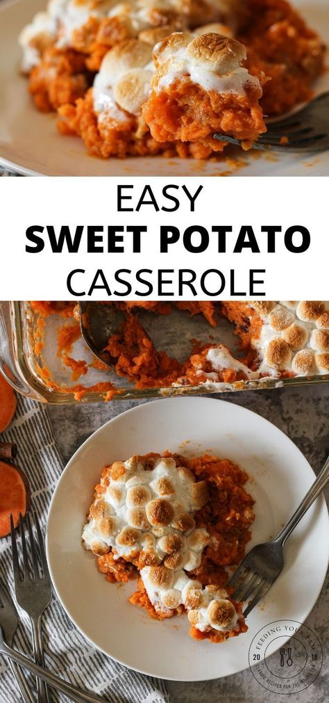 Marshmellow Sweet Potatoes, Sweet Potato Suffle, Canned Sweet Potato Recipes, Easy Sweet Potato Casserole, Potato Recipes Casserole, Sweet Potato Recipes Mashed, Sweet Potatoes With Marshmallows, Sweet Potato Casserole Easy, Sweet Potato Souffle