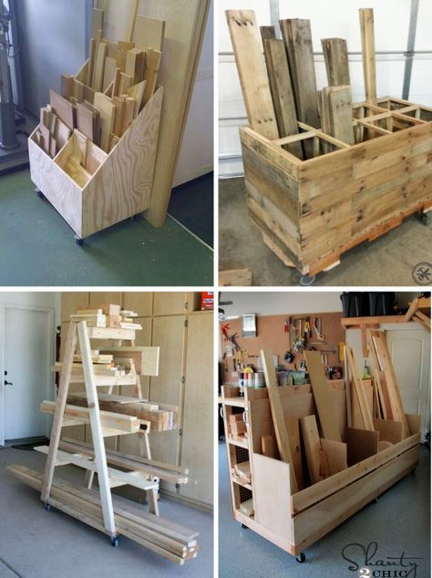 Scrap Wood Storage, Wood Storage Rack, Basement Workshop, Garage Workshop Organization, Lumber Storage, Tool Storage Diy, Diy Garage Storage, Easy Wood, Scrap Wood Projects