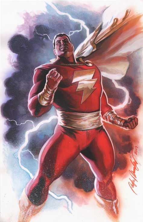 Shazam painted commission - Felipe Massafera Comic Art Alex Ross Art, Shazam Comic, Shazam Dc Comics, Original Captain Marvel, Art Dc Comics, Mary Marvel, Captain Marvel Shazam, Dc Rebirth, Univers Dc