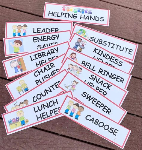 Classroom Jobs/helping Hands Set 1/preschool - Etsy Canada Stars Classroom, School Kids Crafts, Job Cards, Preschool Rooms, Class Jobs, Job Chart, Job Help, Bell Ringers, Classroom Jobs