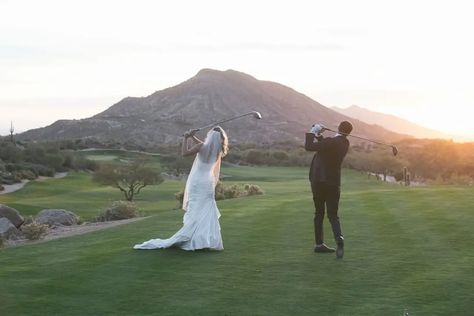 Golf Course Wedding Ceremony Decor, Spring Golf Course Wedding, Golf Wedding Pictures, Golf Wedding Photos, Golf Prewedding, Golf Course Wedding Ideas, Golf Wedding Ideas, Golf Engagement Photos, Golf Themed Wedding