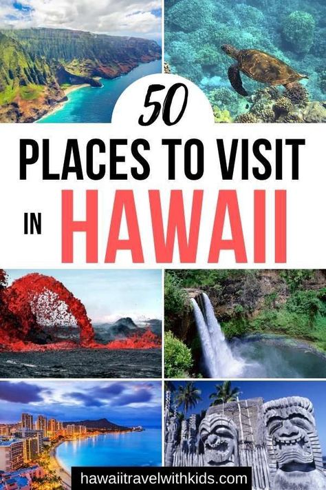 Planning a Hawaii vacation or just wanderlusting? You'll want to check out these 50 Best Places to Visit in Hawaii including top Hawaii attractions like Pearl Harbor and Hawaii Volcanoes National Park, places to eat in Hawaii, amazing Hawaii beaches and snorkeling spots, and more on Oahu, Kauai, Maui, Lanai, Molokai, and the Big Island of Hawaii. | Hawaii Travel with Kids #hawaii #oahu #maui #travel Hawaii Places To Visit, Best Places In Hawaii, Hawaii Pearl Harbor, Places To Visit In Hawaii, Hawaii 2023, Pearl Harbor Hawaii, Hawaii Things To Do, Hawaii Travel Guide, Hawaii Volcanoes National Park