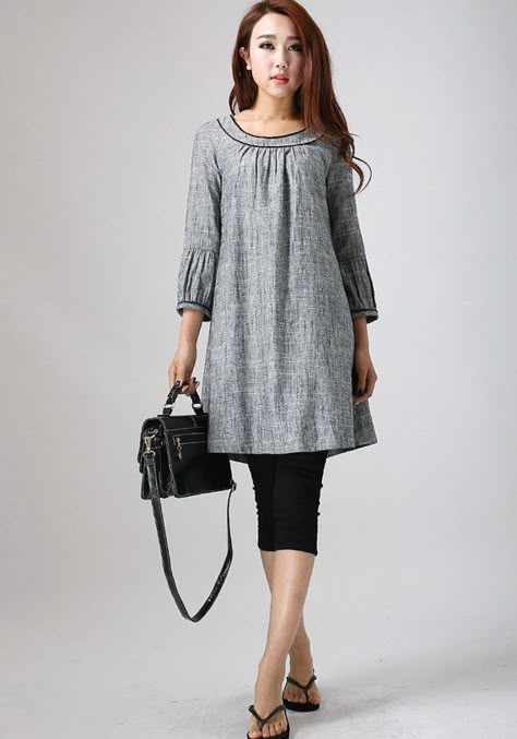 Linen Tunic Dress, Linen Shift Dress, Tunic Designs, Womens Dress Suits, Shift Dresses, Linen Clothing, Dress Linen, Linen Tunic, Women Tunic Tops