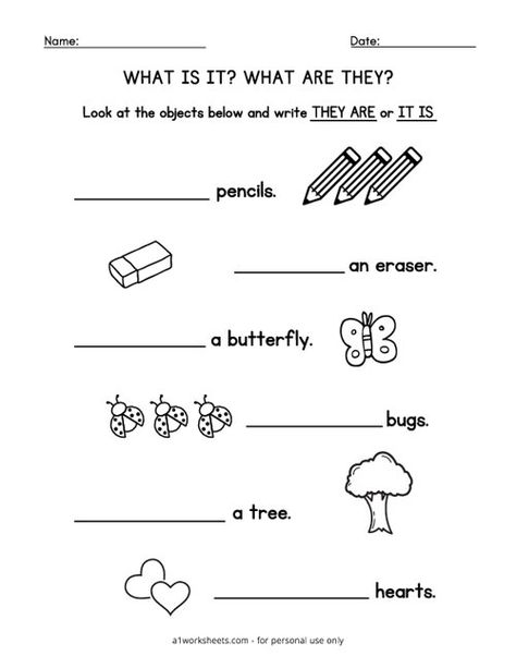 What are They What is It Worksheets Is And Are Worksheets, What Is This Worksheet, Nouns Activities, Speech Language Activities, Kids Worksheets Printables, Learning English For Kids, Kindergarten Worksheets Printable, 2nd Grade Worksheets, Do A Dot