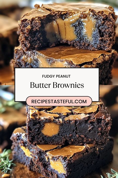 Sink your teeth into these irresistible Fudgy Peanut Butter Brownies! Rich, chocolatey, and infused with creamy peanut butter, these brownies are a dream come true for dessert lovers. With a fudgy texture and the perfect balance of sweetness, they make a delicious treat for any occasion. Easy to make and even easier to devour, these brownies are sure to impress friends and family. Save this pin for a chocolate-peanut butter delight that’s simply unforgettable Fudgy Peanut Butter Brownies, Peanut Butter Fudge Cheesecake, Peanut Butter Fudge Brownies, Peanut Butter Brownies Box Recipes, Peanut Butter Brownie Recipes, Easy Dessert Recipes Quick 3 Ingredients, Peanut Butter And Chocolate Desserts, Salted Brownies, Chocolate Peanut Butter Dessert Recipes