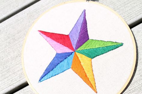 Satin Stitch Star - Catholic Sprouts French Knot Embroidery, Lazy Daisy Stitch, Learn Embroidery, Bee Crafts, Best Crafts, Embroidery Supplies, Simple Embroidery, Silk Ribbon Embroidery, Hand Embroidery Stitches