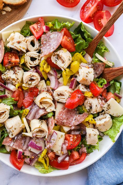 Salad Recipes For A Crowd, Italian Sub Salad, Sub Salad, Picnic Salad Recipes, Picnic Salads, Picnic Salad, Recipes For A Crowd, Italian Sub, Turkey Salad