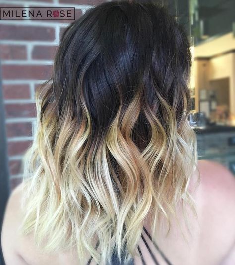 Black To Blonde Ombre Hair Black To Blonde, Black And Blonde Ombre, Diy Balayage, Red Brown Hair Color, Black To Blonde Hair, Natural Dark Hair, Black Hair Ombre, Diy Lights, Blond Ombre