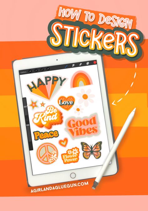 How to design Stickers Ipad Lettering Procreate, Learning Adobe Illustrator, Procreate Ipad Tutorials, Ipad Painting, Sticker Organization, Ipad Tutorials, Procreate Ipad Art, Drawing Hair, Design Stickers