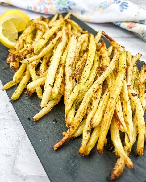 Yellow Beans In Air Fryer, Air Fryer Butter Beans, Green Bean Fries Air Fryer, Air Fry Chic Peas, Squash Fries Air Fryer, Yellow Beans Recipe, Yellow Wax Beans, Wax Bean, String Bean