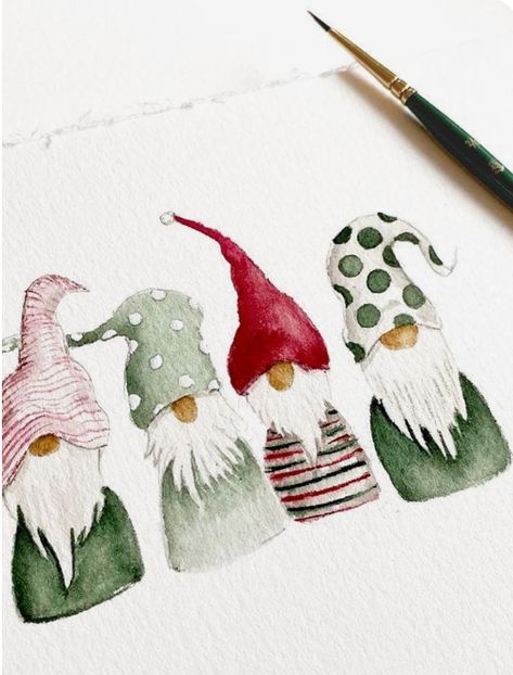 Watercolour Christmas Cards Ideas, Watercolour Christmas Cards, Watercolor Christmas Cards Diy, Christmas Cards Ideas, Painted Christmas Cards, Watercolour Christmas, Journaling Inspiration, Christmas Card Art, Diy Watercolor Painting