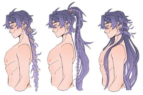 Long Haired Oc Male, Long Hair Men Drawing Reference, Male Character Long Hair, Hairstyle Drawing Male, Boy With Long Hair Drawing, Male Hairstyles Drawing, Oc Hairstyles, Hairstyle References, Inktober Inspiration