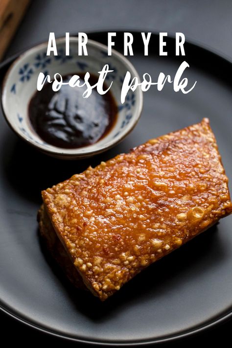 Roasted pork belly with crispy skin Air Fryer Belly Pork, Air Fryer Pork Belly Recipes, Pork Belly In Air Fryer, Airfryer Pork Belly Recipes, Air Fried Pork Belly, Air Fryer Pork Belly, Pork Belly Recipes Crispy Air Fryer, Porkbelly Crispy Air Fryer, Airfryer Pork Belly