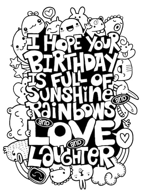 Lettering Happy Birthday, Happy Birthday Doodles, Happy Birthday Drawings, Happy Birthday Illustration, Happy Doodles, Birthday Doodle, Handwritten Lettering, Doddle Art, Arte Doodle