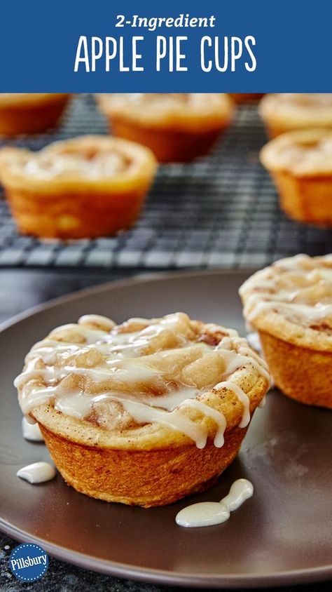 Apple Pie Cups, Pie Cups, Easy Apple Pie, Two Ingredient, Apple Pie Filling, Emeril Lagasse, Muffin Tin Recipes, Apple Pies, Apple Pie Recipes