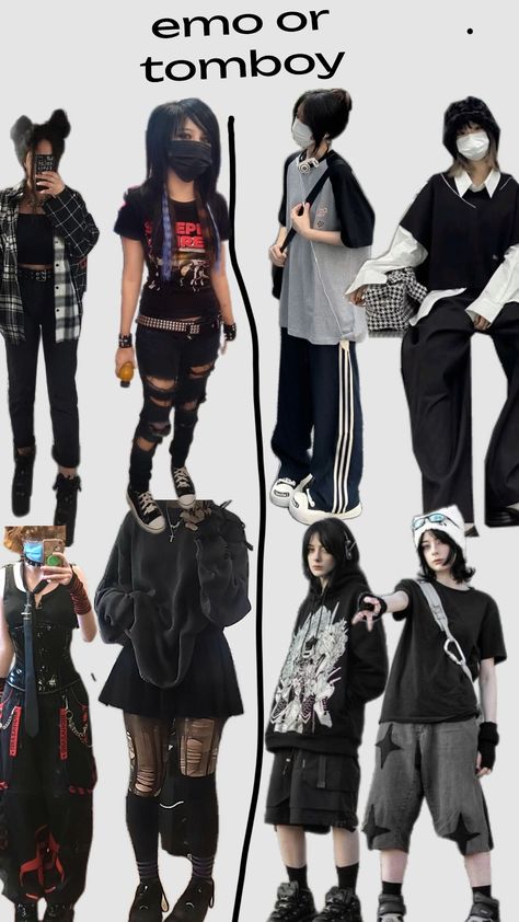 choose and comment 🖤#emo#tomboyaesthetic #emo or tomboy Emo Female Outfits, How To Be A Tomboy, Tomboy Personality, Emo Tomboy, Tomboy Capsule Wardrobe, Outfit Ideas Lazy, Tomgirl Outfits, September Mood, Outfit Ideas Emo