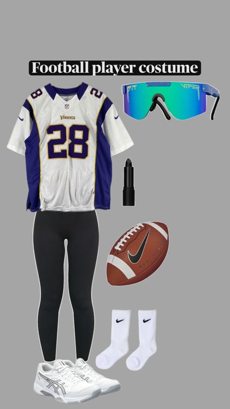 Football Jersey Outfit Halloween, Football Boys Halloween Costume, Girls Football Player Halloween Costume, Halloween Football Costume, Baseball Players Halloween Costume, Dead Football Player Costume, Halloween Costume Football Player, Cute Football Halloween Costumes, Simple And Easy Halloween Costumes