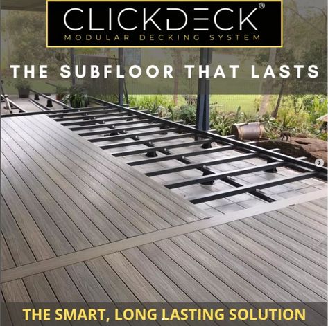 Composite Decking Solutions - Plastic Decking | ClickDeck Temporary Flooring, Plastic Decking, Aluminum Decking, Artificial Lawn, Concrete Pavers, Construction Drawings, Composite Decking, Cost Saving, Outdoor Living Areas