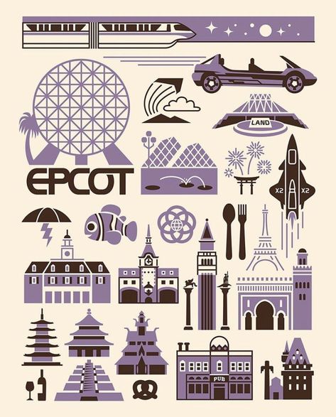 Minimalista Disney, Vintage Disney Posters, Disney Game, Disney Doodles, Textured Watercolor, Disney World Epcot, Disney Posters, Disney Epcot, Dark Ink