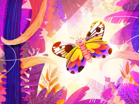 Butterfly Garden Illustration, Butterfly Illustration Design, Butterfly Character Design, Maya Character, Butterfly Character, Hospital Hallway, Book Illustration Design, Butterfly Garden Design, Wings Book